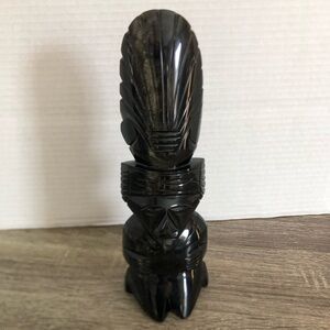Vtg Large Obsidian Mayan God Statue